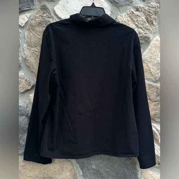 Eileen Fisher Black Jacket Sz L Lightweight Jacket Pockets Full Zip Quiet Luxury - Picture 2 of 8